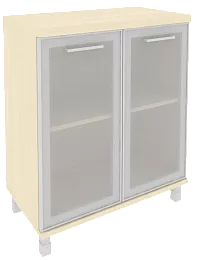 Офисный шкаф для документов низкий, широкий со стеклом  в раме