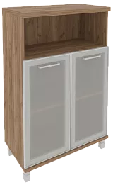 Офисный шкаф для документов средний, широкий со стеклом в раме