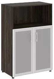 Офисный шкаф средний полузакрытый двери стекло в раме