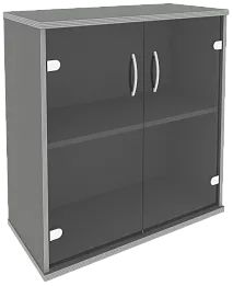 Офисный шкаф низкий широкий со стеклом