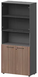 Офисный шкаф высокий полузакрытый с стеклом