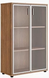 Офисный шкаф средний со стеклом с алюминиевой рамой