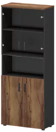 Офисный шкаф комбинир. со стеклом + открытая полка