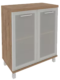 Офисный шкаф для документов низкий, широкий со стеклом  в раме