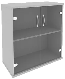 Офисный шкаф низкий широкий со стеклом