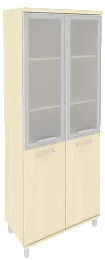 Офисный шкаф высокий широкий со стеклом в раме