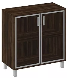 Офисный шкаф низкий, широкий , стекло в алюминиевой раме