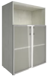 Офисный шкаф средний полузакрытый двери стекло в раме