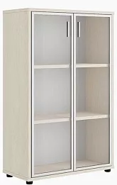 Офисный шкаф средний со стеклом с алюминиевой рамой