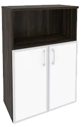 Офисный шкаф средний широкий с белым стеклом в раме