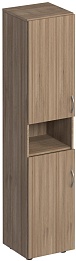Офисный шкаф для документов узкий 2-дверный с нишей