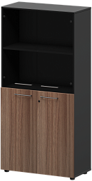 Офисный шкаф высокий комбинированный со стеклом