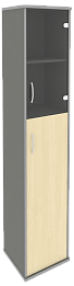 Офисный шкаф узкий комбинир.со стеклом, Л/Пр.