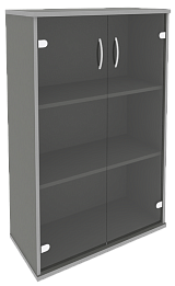 Офисный шкаф средний широкий со стеклом