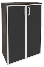 Офисный шкаф средний широкий с чёрным стеклом в раме